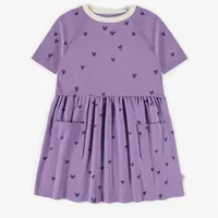 PURPLE DRESS WITH HEARTS SOFT JERSEY, CHILD