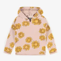 PINK FLOWERY HOODIE FRENCH TERRY, CHILD