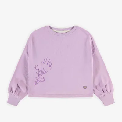PURPLE WIDE LONG SLEEVES SWEATER CREPE FRENCH TERRY, CHILD