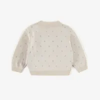 CREAM PATTERNED SWEATER WITH BLUE POLKA DOTS, NEWBORN