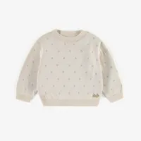 CREAM PATTERNED SWEATER WITH BLUE POLKA DOTS, NEWBORN