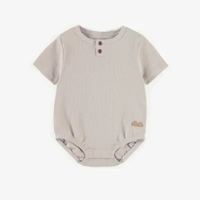 GREY BODYSUIT WAFFLE JERSEY, NEWBORN