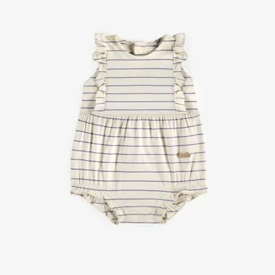 CREAM STRIPED PATTERN ONE-PIECE JERSEY, NEWBORN