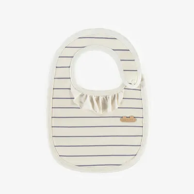 CREAM STRIPED PATTERNED BIB IN ORGANIC COTTON, NEWBORN