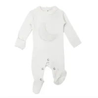 Velveteen Graphic Baby Footie White