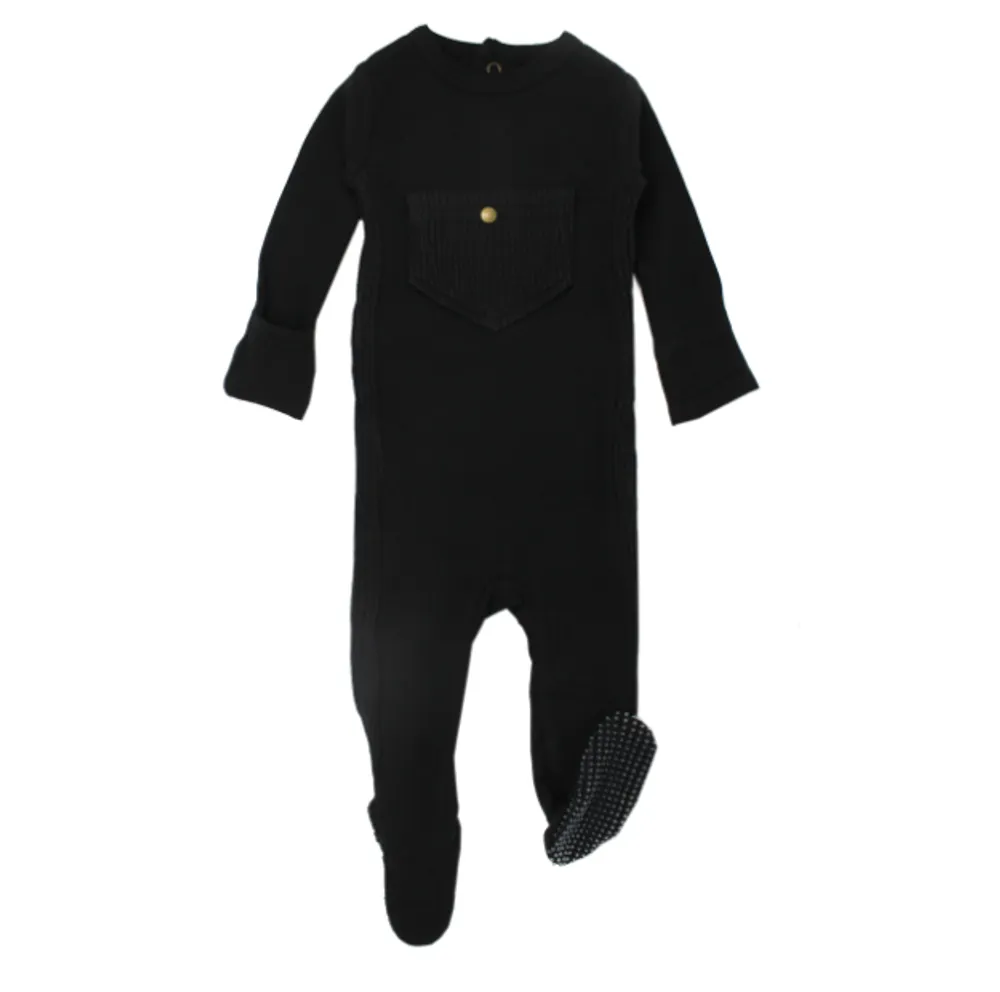 Organic Ribbed Footie Black