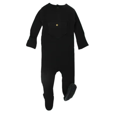 Organic Ribbed Footie Black