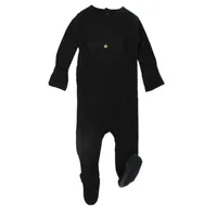 Organic Ribbed Footie Black