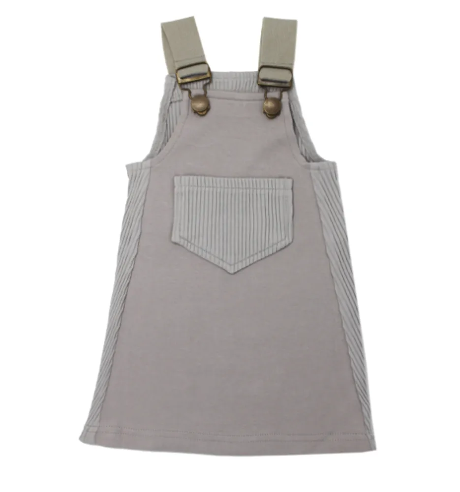 Organic Kids Ribbed Tank Dress Light Grey