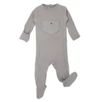 Organic Ribbed Footie Light Grey