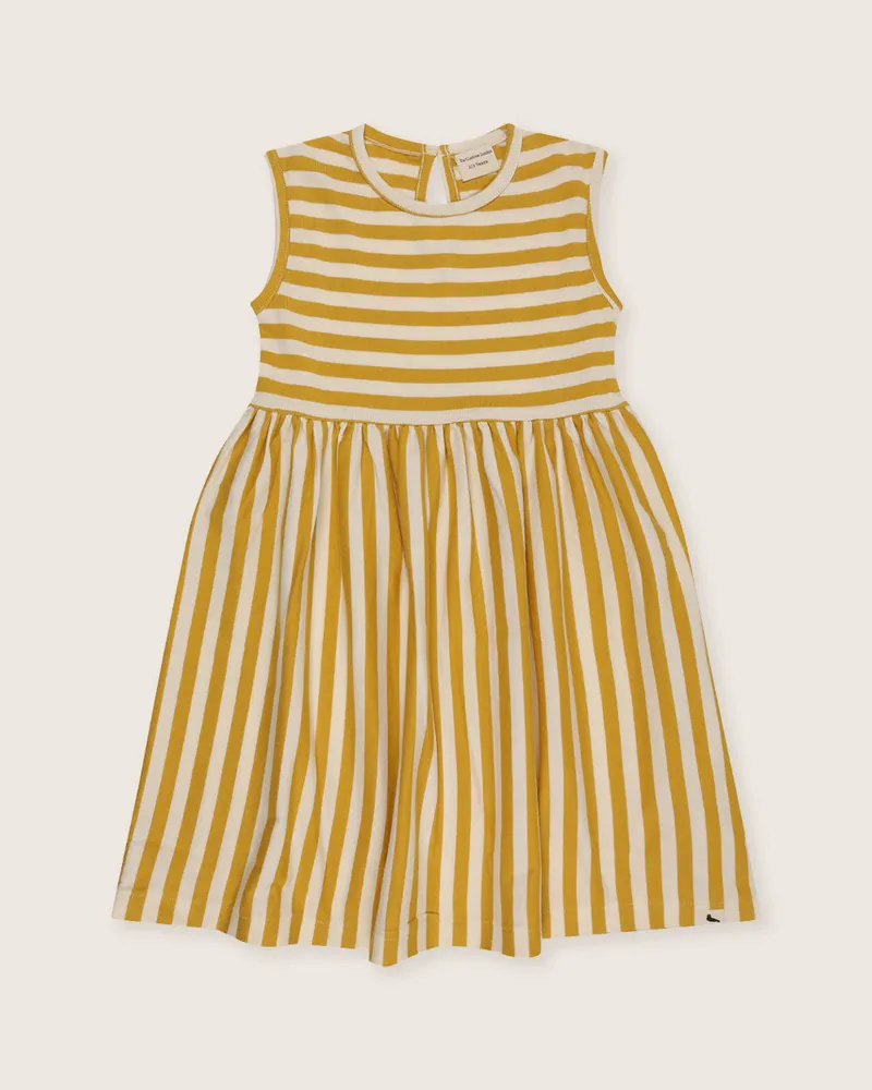 Wide Stripe Mustard Dress