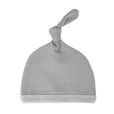 Velveteen Top-Knot Hat Light Grey