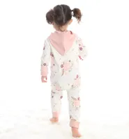 Bamboo Fleece Hooded Romper w/Zipper (Fall Floral Print)