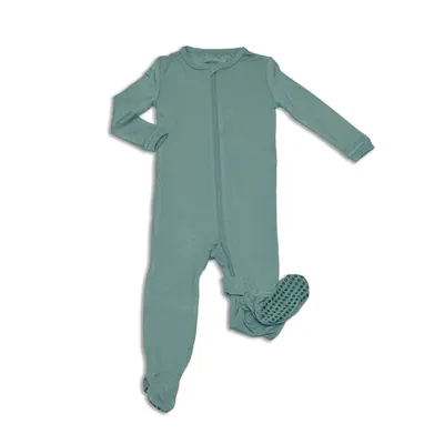 Bamboo Footed Sleeper w/zipper (Mineral)