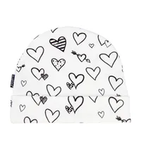 Baby Cap - Black & White Hearts