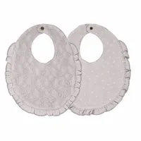 Organic Reversible Lace Ruffle Bib in Fog