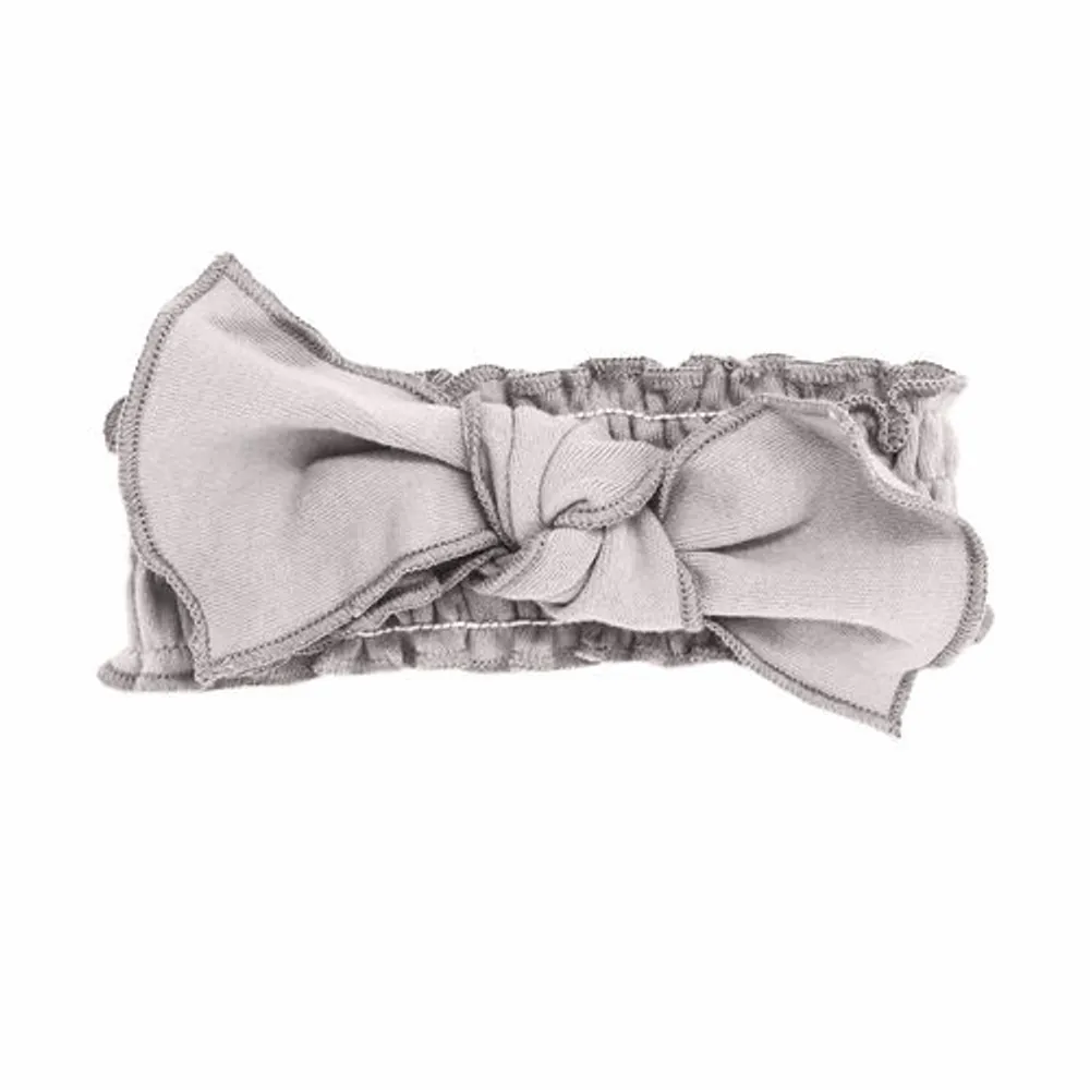 Organic Smocked Tie Headband Fog