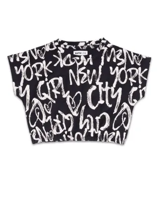 Black knit printed t-shirt One day NYC