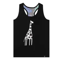 ORGANIC COTTON RACERBACK TANK TOP WITH GIRAFFE PRINT, GIRL