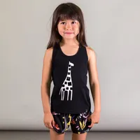 ORGANIC COTTON RACERBACK TANK TOP WITH GIRAFFE PRINT, GIRL