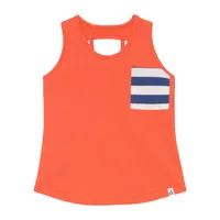 ORGANIC COTTON TANK WITH STRIPED POCKET, GIRL