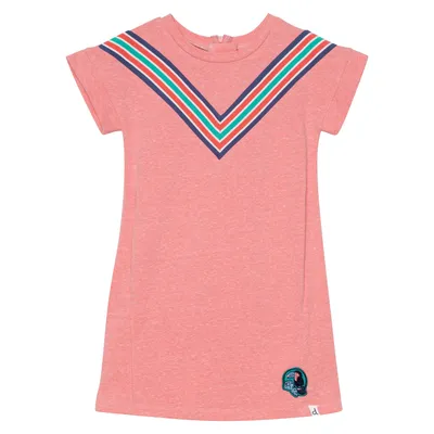 FLEECE DRESS WITH MULTICOLOR STRIPES LIGHT CORAL, GIRL