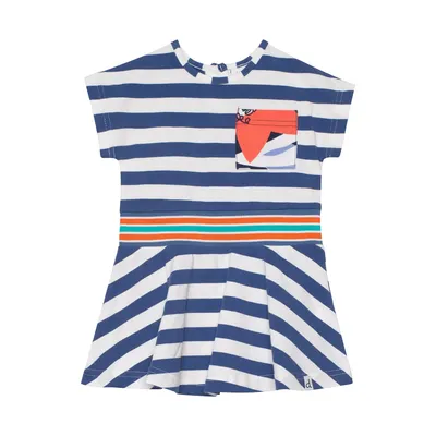 ORGANIC COTTON STRIPED DRESS WITH POCKET, BABY GIRL &