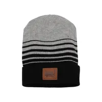 CUFFED RIBBED KNIT HAT STRIPES