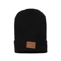 CUFFED RIBBED KNIT HAT BLACK