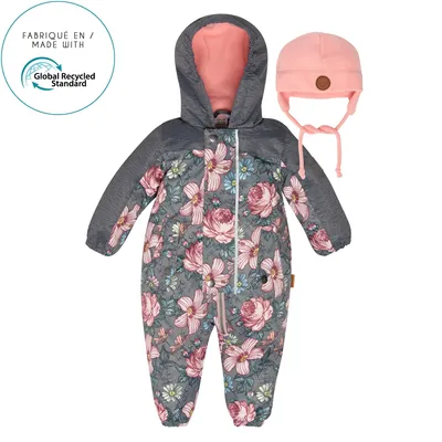 BABY FLORAL PRINT SPRING SUIT WITH HAT, GIRL