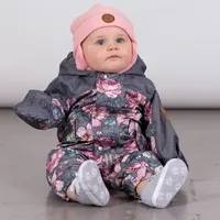 BABY FLORAL PRINT SPRING SUIT WITH HAT, GIRL