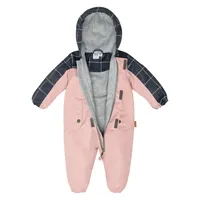 BABY LIGHT PINK AND PLAID TRIM SPRING SUIT WITH HAT, GIRL