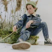 STRETCHY DENIM JACKET WITH EMBROIDERY BOY, CHILD