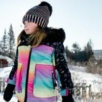 Two Piece Snowsuit Black Unicorn Print