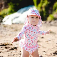 Baby Girl One Piece Zipper Swimsuit