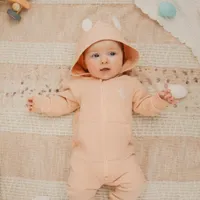 Baby Bunny Hooded Light Pink Playsuit