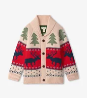 Holiday Elk Shawl Collar Cardigan