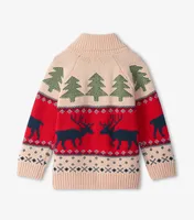 Holiday Elk Shawl Collar Cardigan