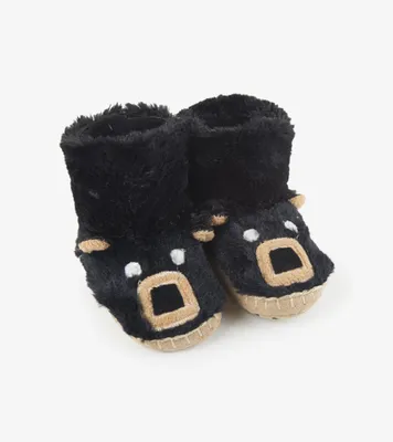 Black Bear Kids Fuzzy Slouch Slippers