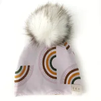 Rainbow Pom Beanie