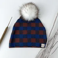 Emma Plaid Pom Beanie