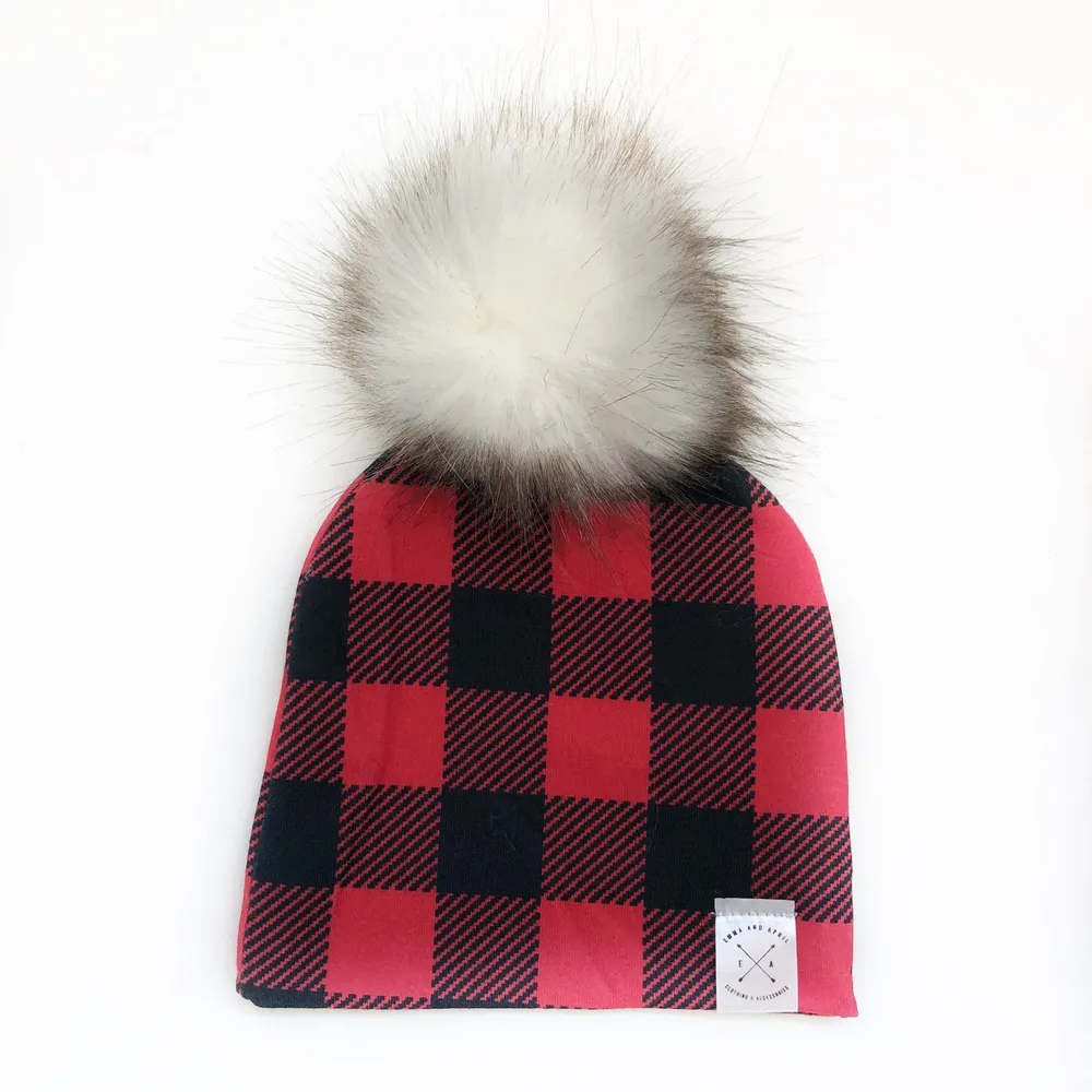 Buffalo Plaid Pom Beanie