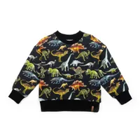 Printed Fleece Top With Dinosaur Print