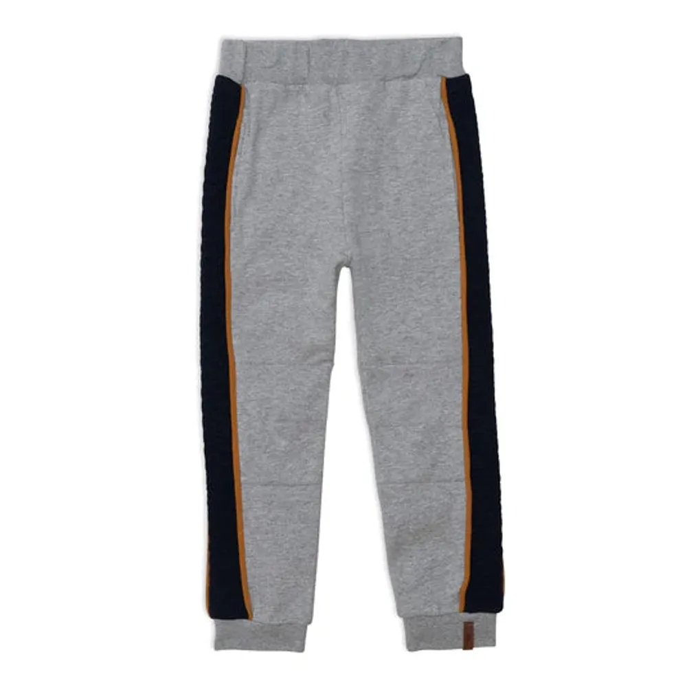 Fleece Sweatpants With Quilting Light Heather Grey And Navy