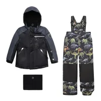 Printed Dinosaurs Two Piece Snowsuit Black