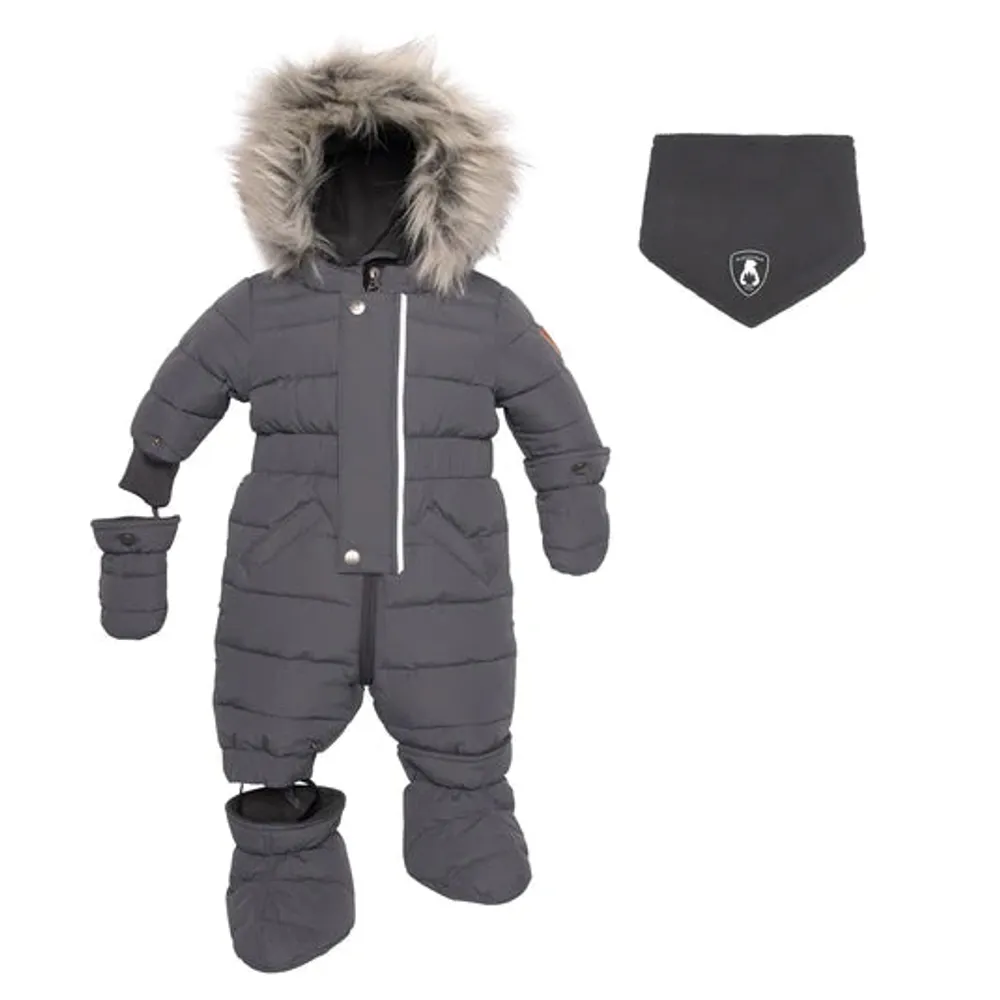 One Piece Baby Snowsuit Grey