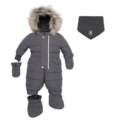 One Piece Baby Snowsuit Grey