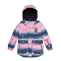 Printed Rainbow Two Piece Snowsuit Coral Pink And Navy Blue