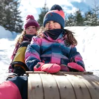 Printed Rainbow Two Piece Snowsuit Coral Pink And Navy Blue