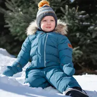 One Piece Baby Snowsuit Dusty Blue